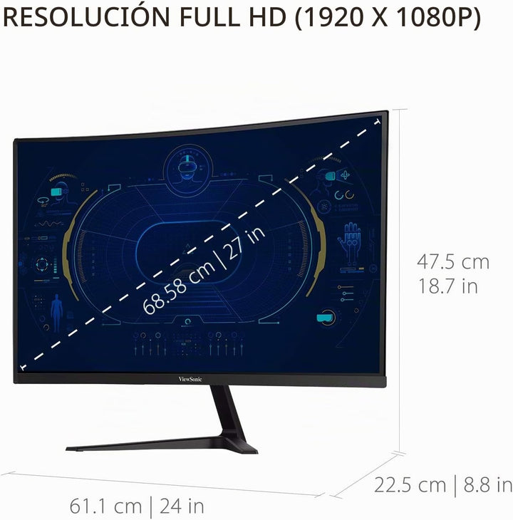 ViewSonic VX2718-PC-MHD Monitor de juegos curvado de 27 pulgadas 10...