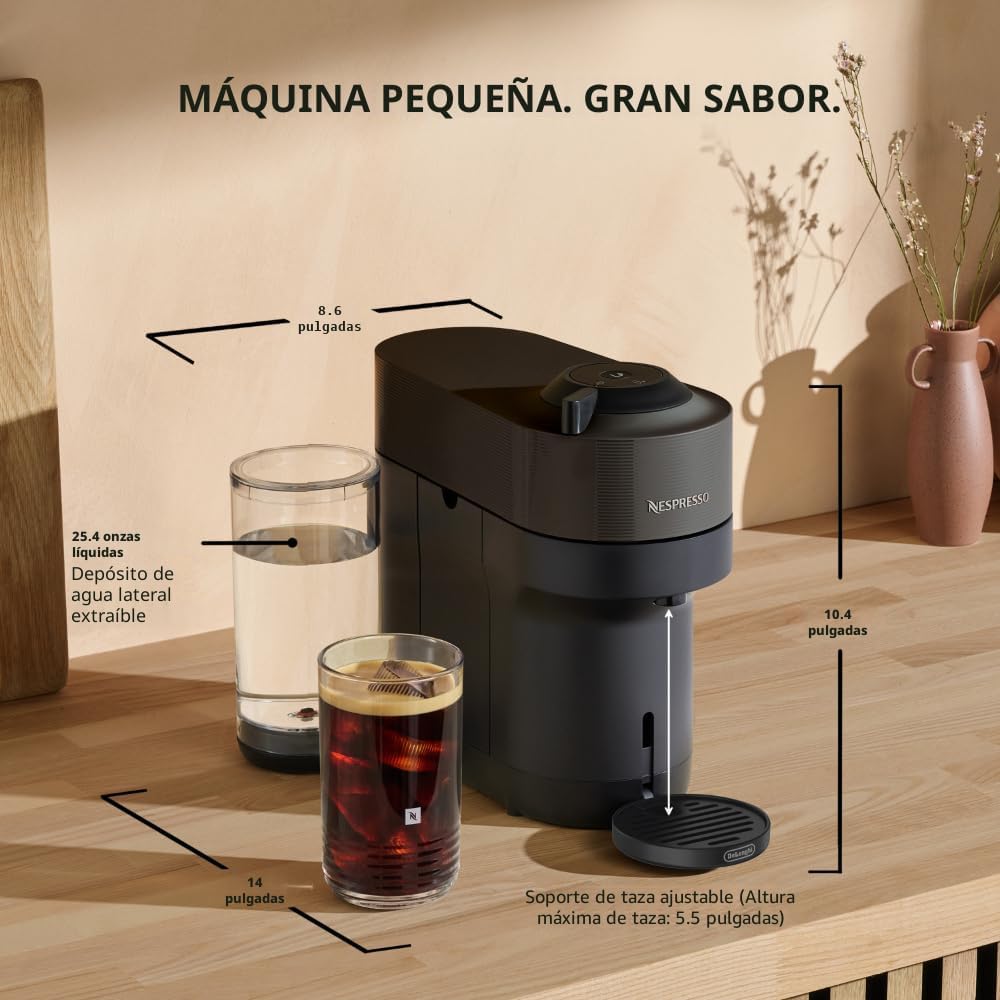 Nespresso Vertuo Pop+ - Máquina de café y espresso de De'Longhi, color negro regaliz