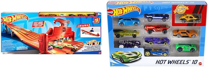 Bundle of Hot Wheels Playset with Lights, Sounds &amp; 6 Vehicles,...