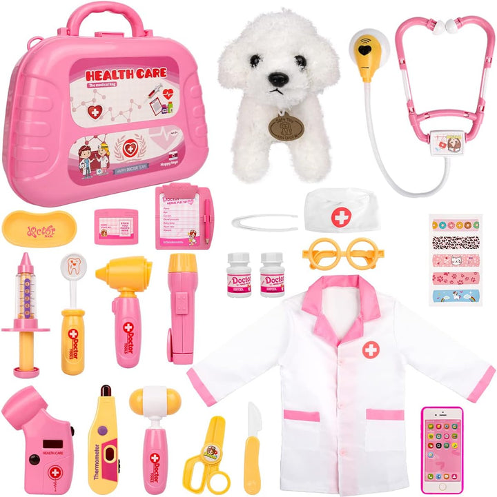Meland Kit de médico de juguete para niñas, juego de doctor con fun...
