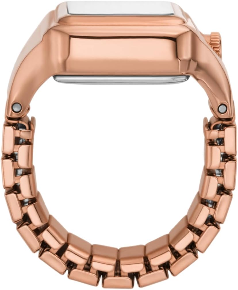 Fossil Reloj de Cuarzo de Acero Inoxidable de Dos Manos para Mujer con Anillo
