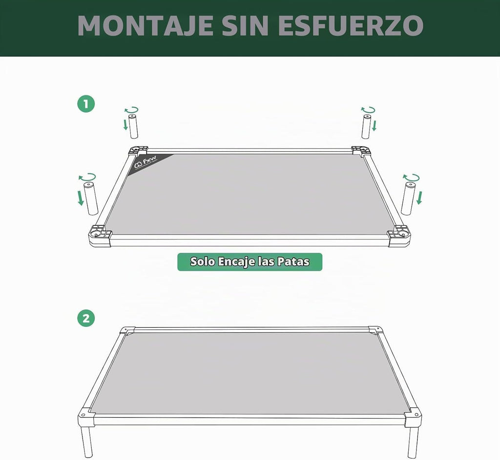 FXW TitanNest Cama Elevada para Perro Grande con Enfoque en Refrigeración y a Prueba de Masticación