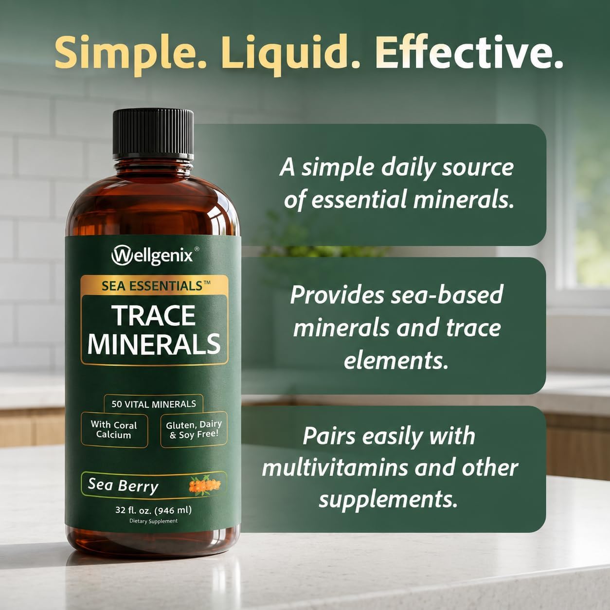 Wellgenix Sea Essentials Vital Nutrients - Multivtamina líquida de...