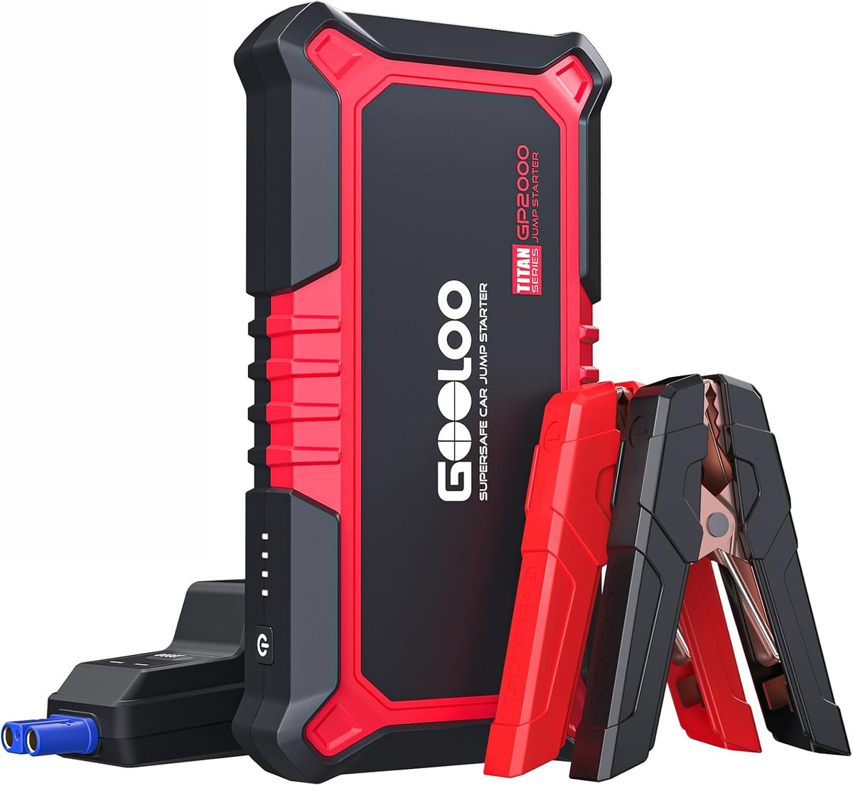 GOOLOO Nuevo Arrancador de Batería GP2000, 12V 2000A Arrancador de Coche (Hasta 8.0L Gasolina, 6.0L Motores Diésel), Cargador de Batería Portátil SuperSafe, Paquete de Refuerzo de Batería de Litio