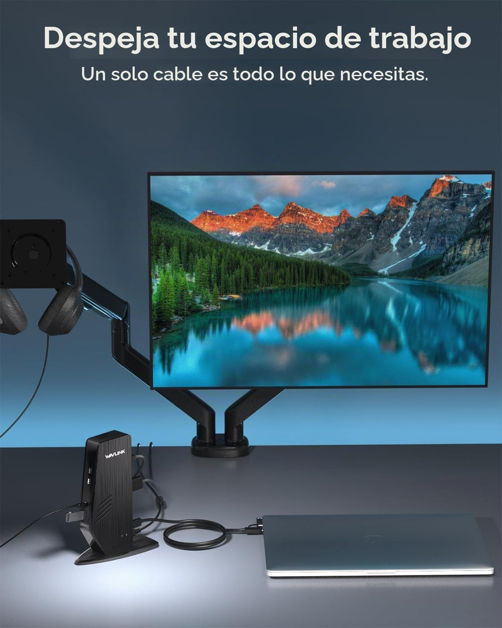 WAVLINK Estación de acoplamiento USB C con monitor doble, estación de acoplamiento Displaylink dual de 5K/4K a 60Hz para Mac M1/M2/M3/M4 o Windows, base para laptop 13 en 1 con 2X HDMI, 2X DP, 130WPD