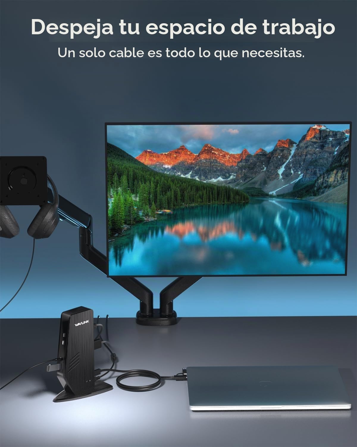 WAVLINK Estación de acoplamiento USB C con monitor doble, estación de acoplamiento Displaylink dual de 5K/4K a 60Hz para Mac M1/M2/M3/M4 o Windows, base para laptop 13 en 1 con 2X HDMI, 2X DP, 130WPD