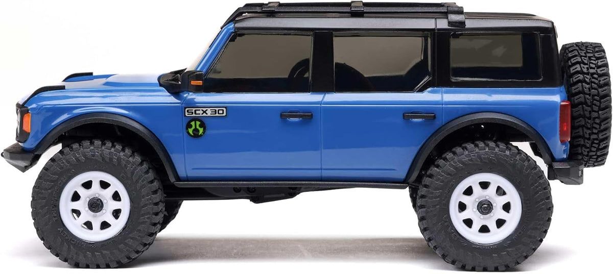 Axial 1/30 SCX30 Ford Bronco 4X4 RTR Rock Crawler a Escala 1/30, Motor Brushed, Azul