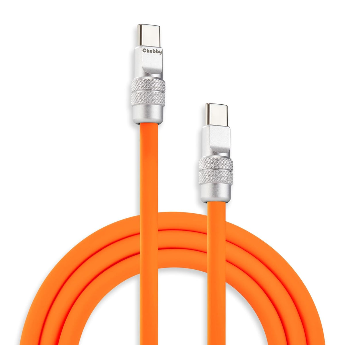 chubbycable USB C a C 240W Cable de Carga Rápida de Silicona, Naranja, 6.6FT