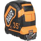 Klein Tools Cinta métrica 9235, cinta métrica magnética resistente con hoja reforzada de nailon de doble cara de doble gancho de 35 pies, con clip de cinturón de metal