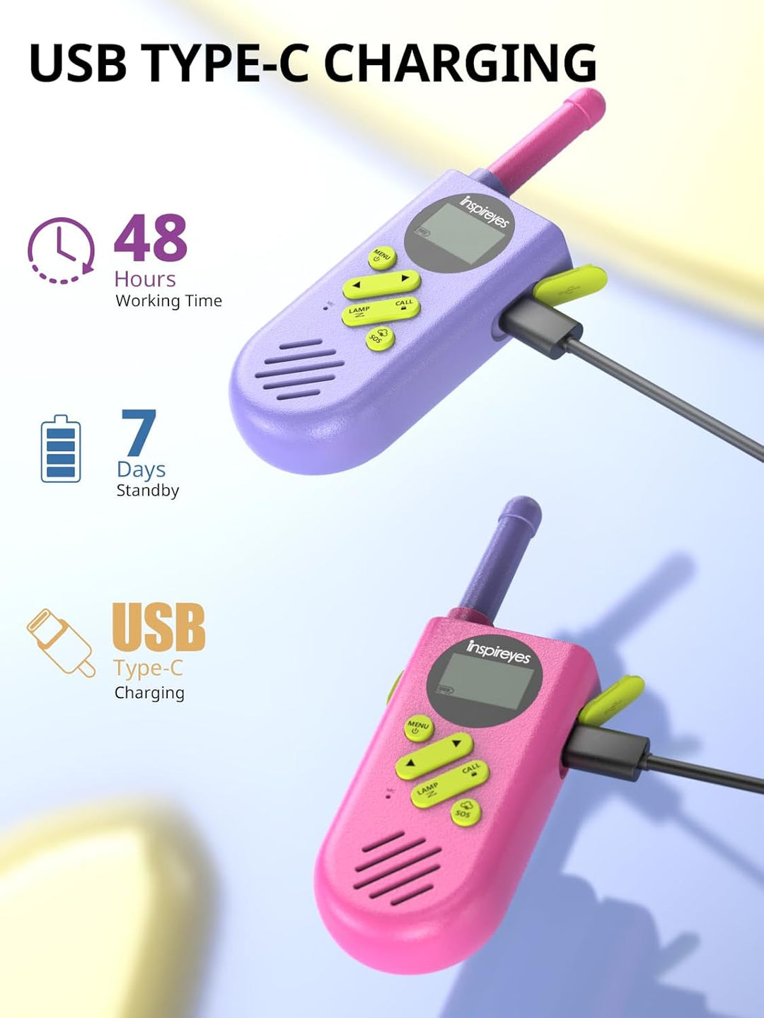 Inspireyes Walkie Talkies para niños recargables, rellenos de cesta...