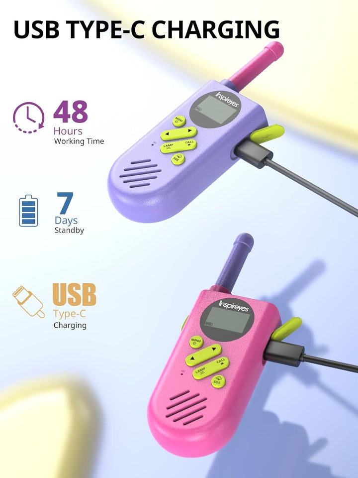 Inspireyes Walkie Talkies para niños recargables, rellenos de cesta...