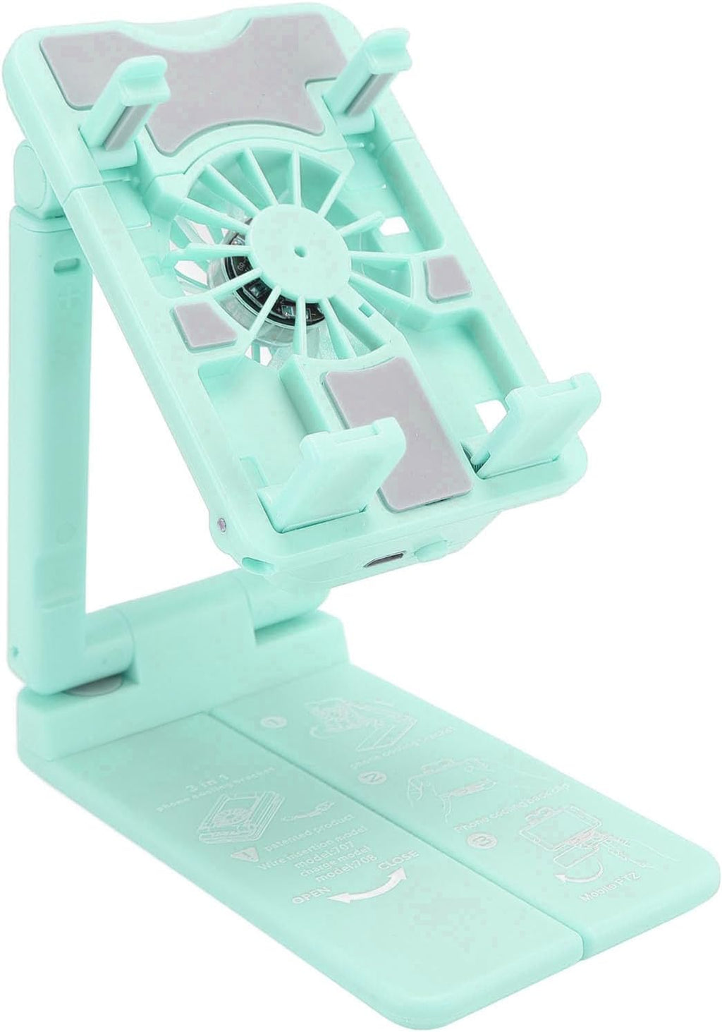 Sorandy Sorandyuqpazfx71c-13 - Radiador de teléfono celular con ventilador de refrigeración, soporte de teléfono de escritorio con luz RGB, compatible con Android, todos los teléfonos móviles (verde),