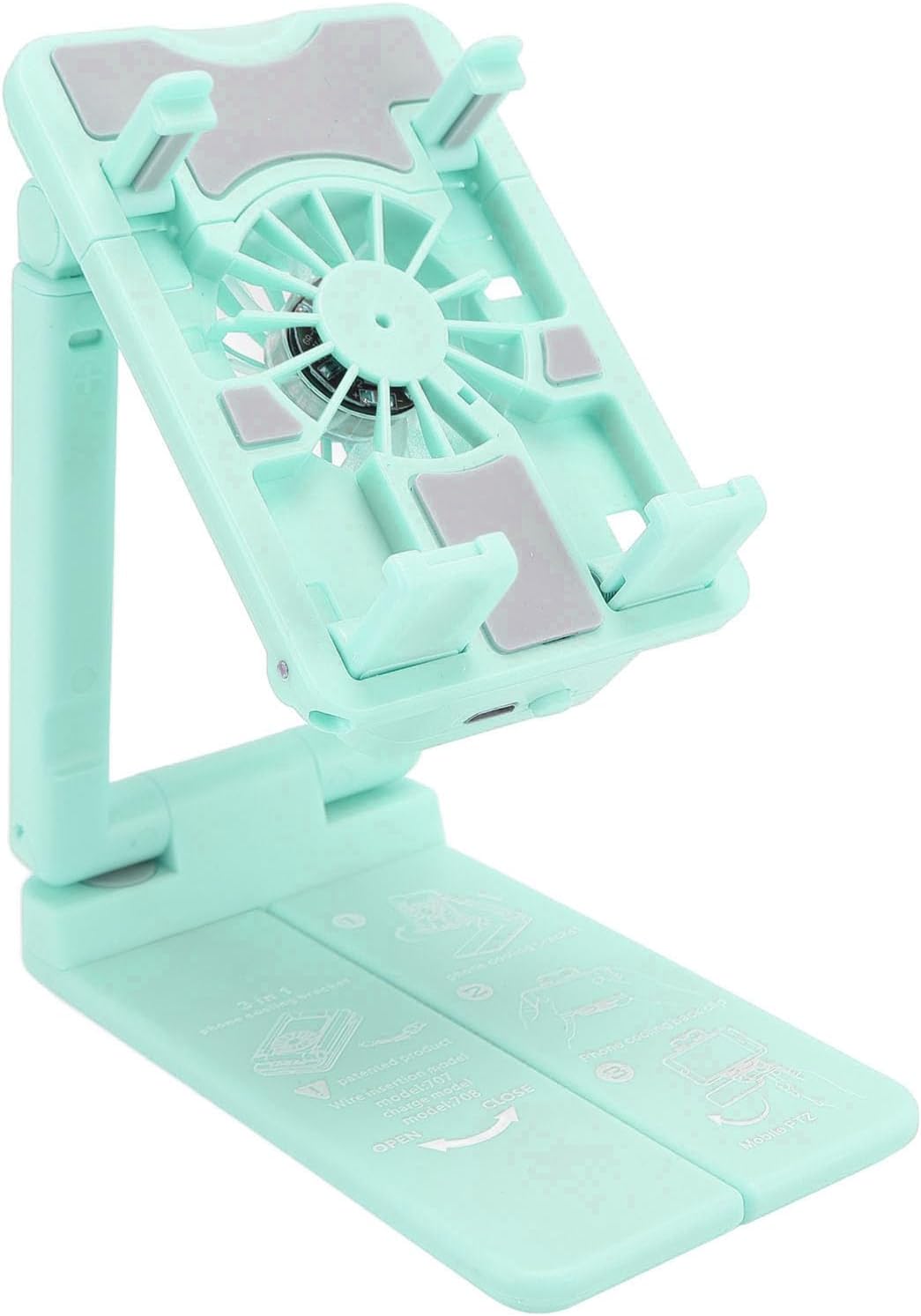 Sorandy Sorandyuqpazfx71c-13 - Radiador de teléfono celular con ventilador de refrigeración, soporte de teléfono de escritorio con luz RGB, compatible con Android, todos los teléfonos móviles (verde),