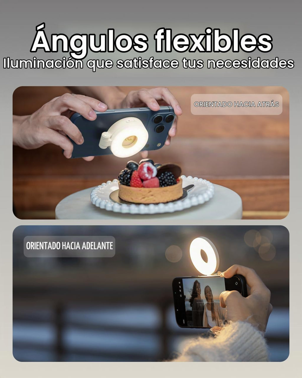 KraftGeek Luz magnética para selfie para iPhone, luz de anillo portátil