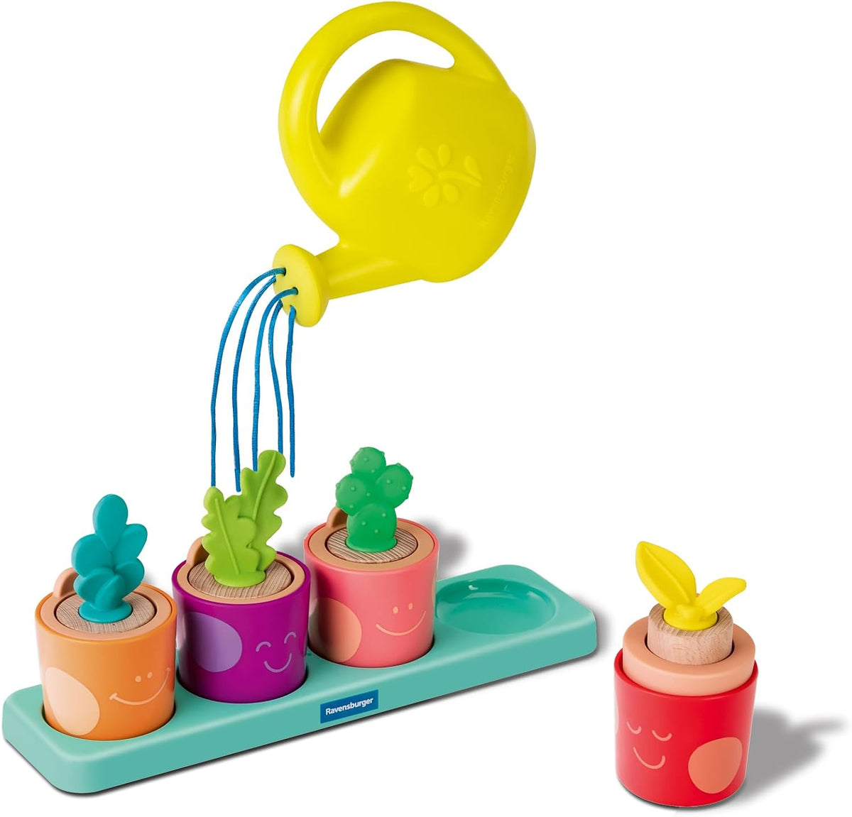 Ravensburger Juego de rompecabezas y juego de Play+ - My Little Plants - Juego de clavijas Montessori de clasificación y apilamiento de madera para niños pequeños