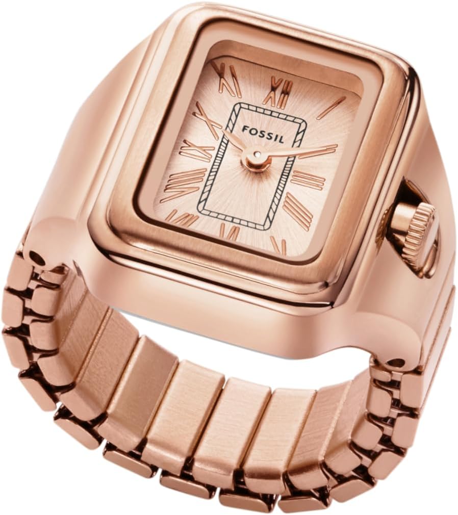Fossil Reloj de Cuarzo de Acero Inoxidable de Dos Manos para Mujer con Anillo