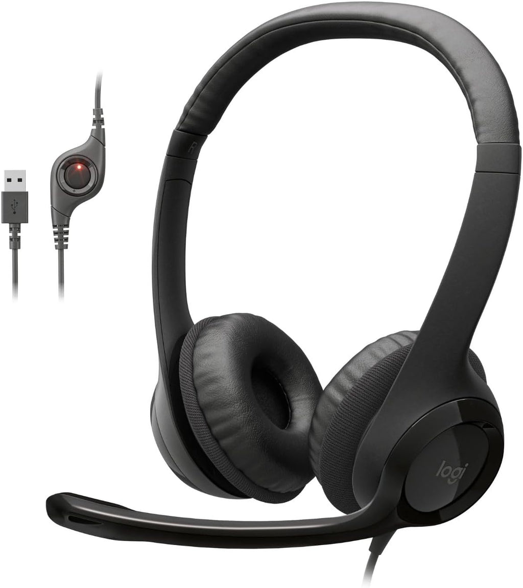 Logitech H390 Auriculares estéreo con cable para PC/portátil, USB-A, color negro