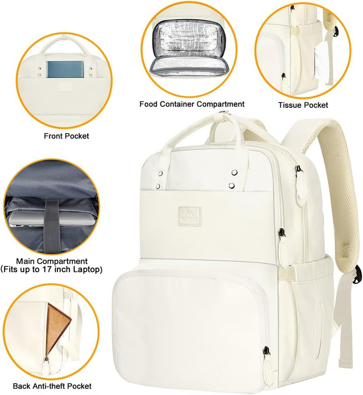 MATEIN - Mochila para mujer con fiambrera, mochila de 17 pulgadas c...