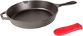 Sartén de hierro fundido Lodge con minimango rojo de silicona de 8 pulgadas