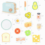 UMU® Tostadora de madera y juego de sándwiches – Incluye tostadora emergente, mantequilla rebanable, accesorios de cocina y más – Juguete de simulación para niños de 3 4 5 6 años