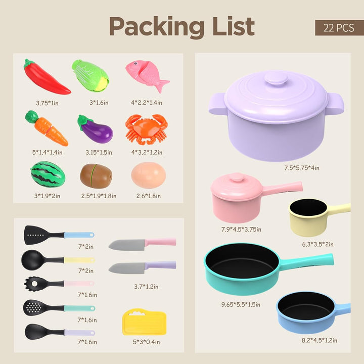 GILOBABY Accesorios de Cocina de Juguete, Conjuntos de Comida de Ju...