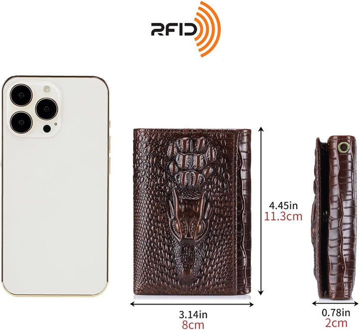 Steel Lion - Cartera de piel de vaca auténtica para hombre, diseño...