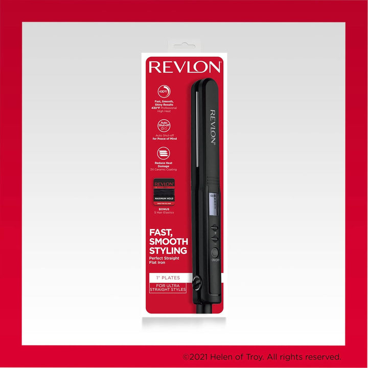 REVLON Perfect Heat - Plancha plana digital de cerámica, 1 pulgada