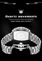 OLEVS Reloj para Hombres Analógico Cuarzo Lujo Diamante Resistente al Agua Cronógrafo Acero Inoxidable Carita Grande Cuadrado Fecha Fase Lunar Romano Relojes de Vestir para Hombres