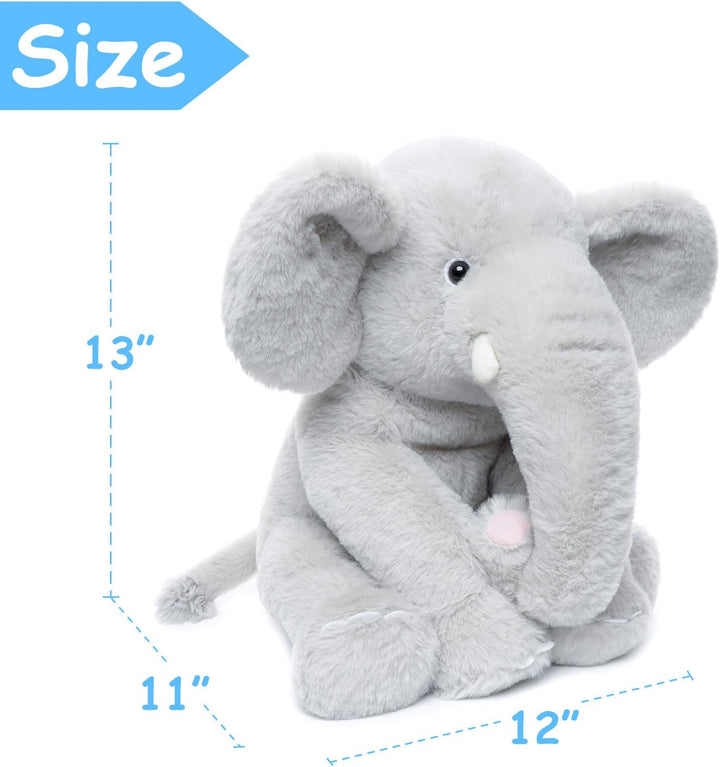 WEIGEDU Elefante de peluche gris de 13" - Juguete de felpa para...
