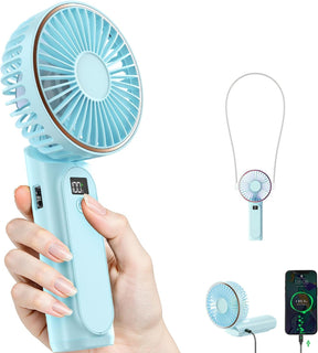 TUNISE Ventilador portátil de mano, 4000mAh, 180 ajustable, 6 veloc...