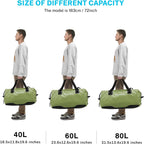 Gonex Bolsa de lona impermeable extra grande de 40 L, 60 L, 80 L, bolsa de lona seca de viaje, bolsa resistente con correas y asas duraderas para kayak, paddleboarding, navegación, rafting, pesca
