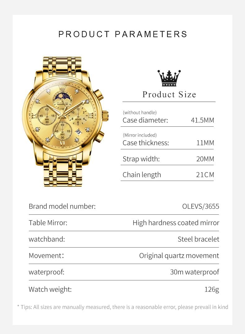OLEVS Reloj para Hombre Diamante Negocios Vestimenta Analógico Acero Inoxidable a Prueba de Agua Lúmina Fecha Dos Tonos Lujo Casual de Muñeca