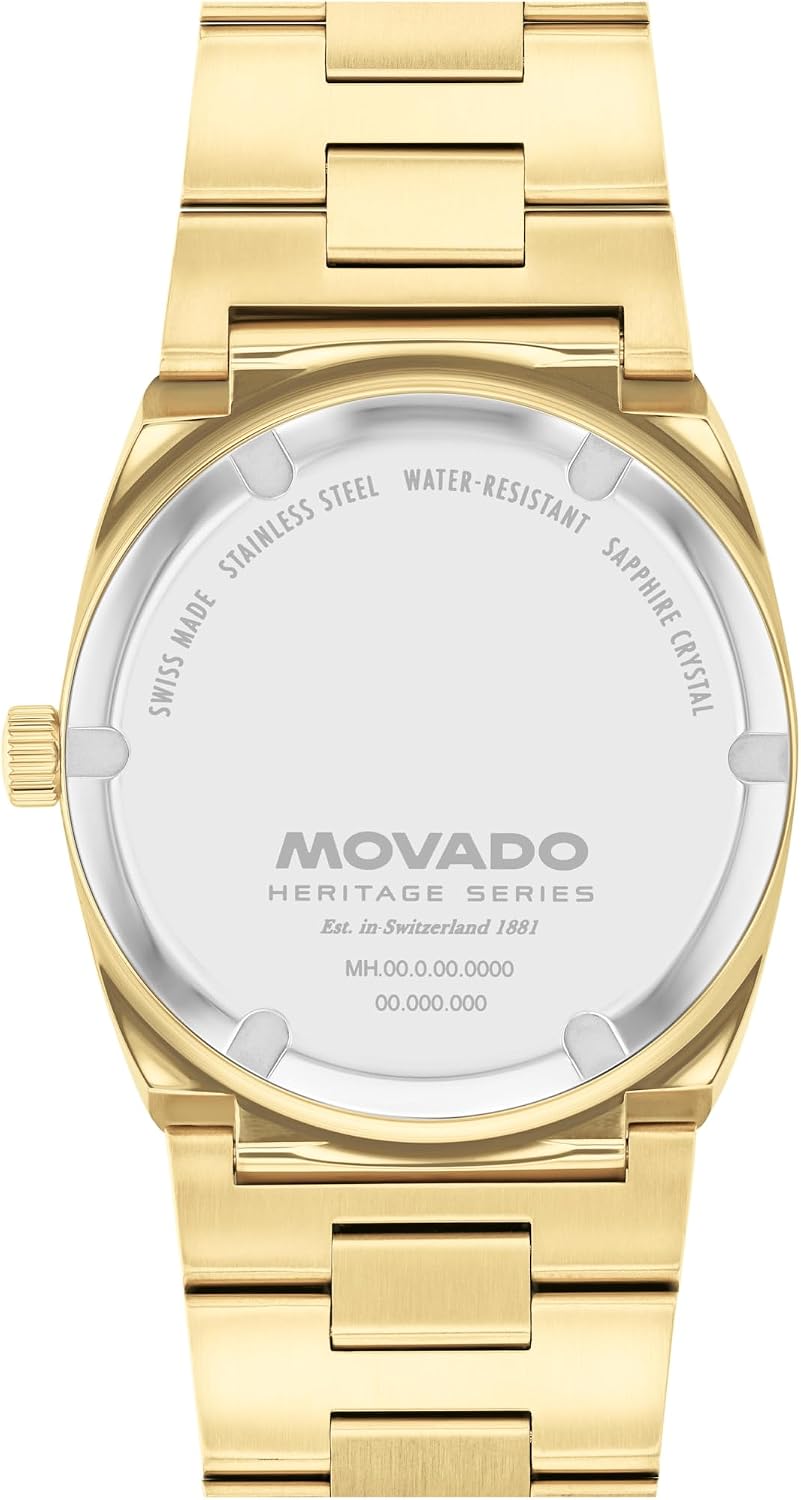 Movado Heritage Ondoplan Reloj de Cuarzo de Lujo para Hombre - Movimiento Suizo, Brazalete de Acero Inoxidable, Resistencia al Agua 50 Metros (5ATM) - Pieza Clásica - Regalo para Él - 36mm, Dorado