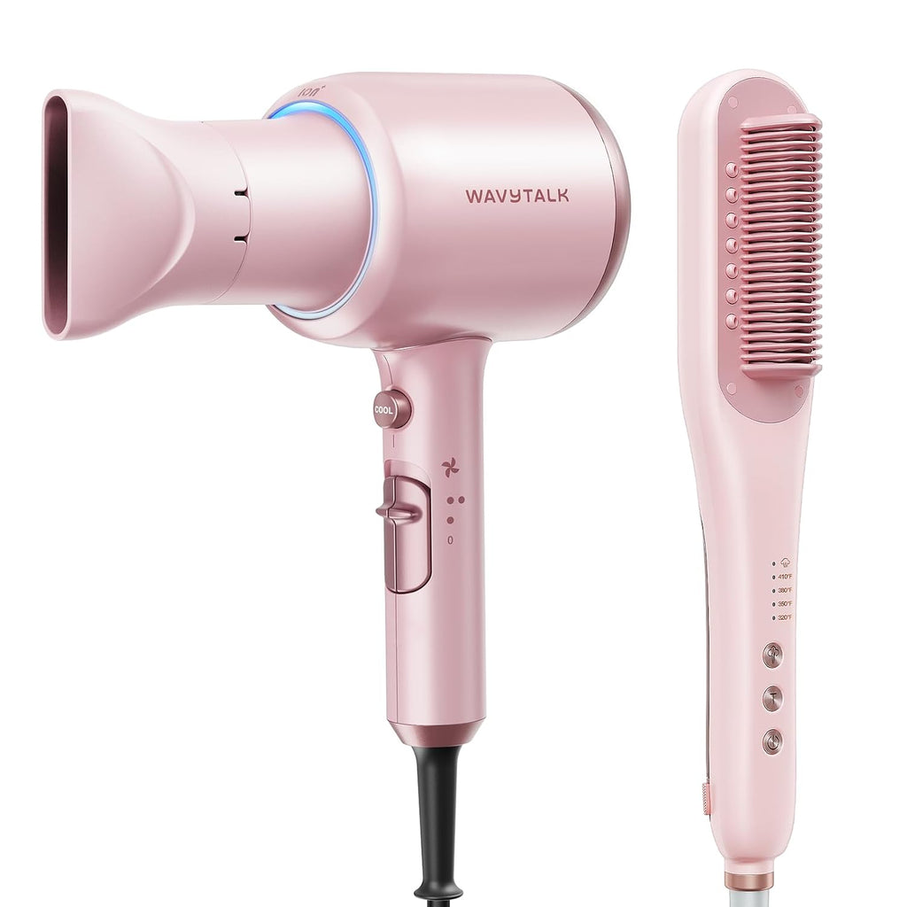 Wavytalk Blown Away onic Secador de pelo rosa, cepillo alisador de pelo Steamline Pro