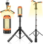 Lámpara SakerPlus Luz de campamento portátil con soporte, luz de trabajo al aire libre de 20000 mAh, 800-3200 lúmenes, altura de 6.1 pies con trípode desmontable, LED regulable de 3300 a 6500 K, linterna de
