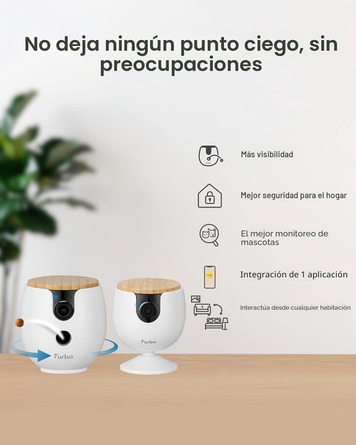 Furbo [Nueva mini cámara de 360° + mini cámara [nueva suscripción requerida en la configuración] (suscripción de niñera de 2 cámaras): Alertas de seguridad para mascotas, cámaras para perros y gatos