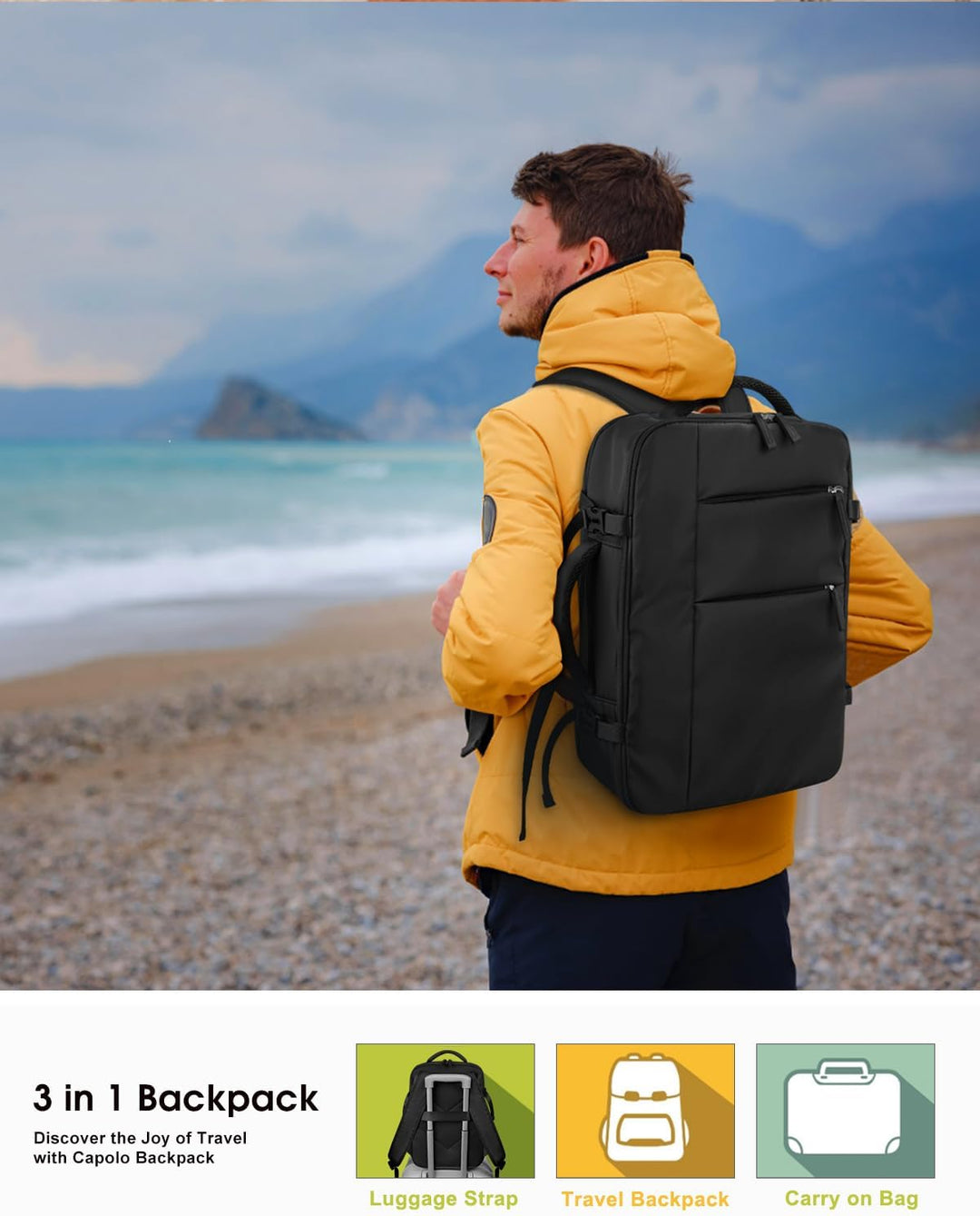 Capolo Mochila de viaje para mujeres y hombres, mochila impermeable...