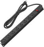 Cable de extensión largo de alta resistencia, 8 tomacorrientes, 14 AWG, negro, 6 pies, 1