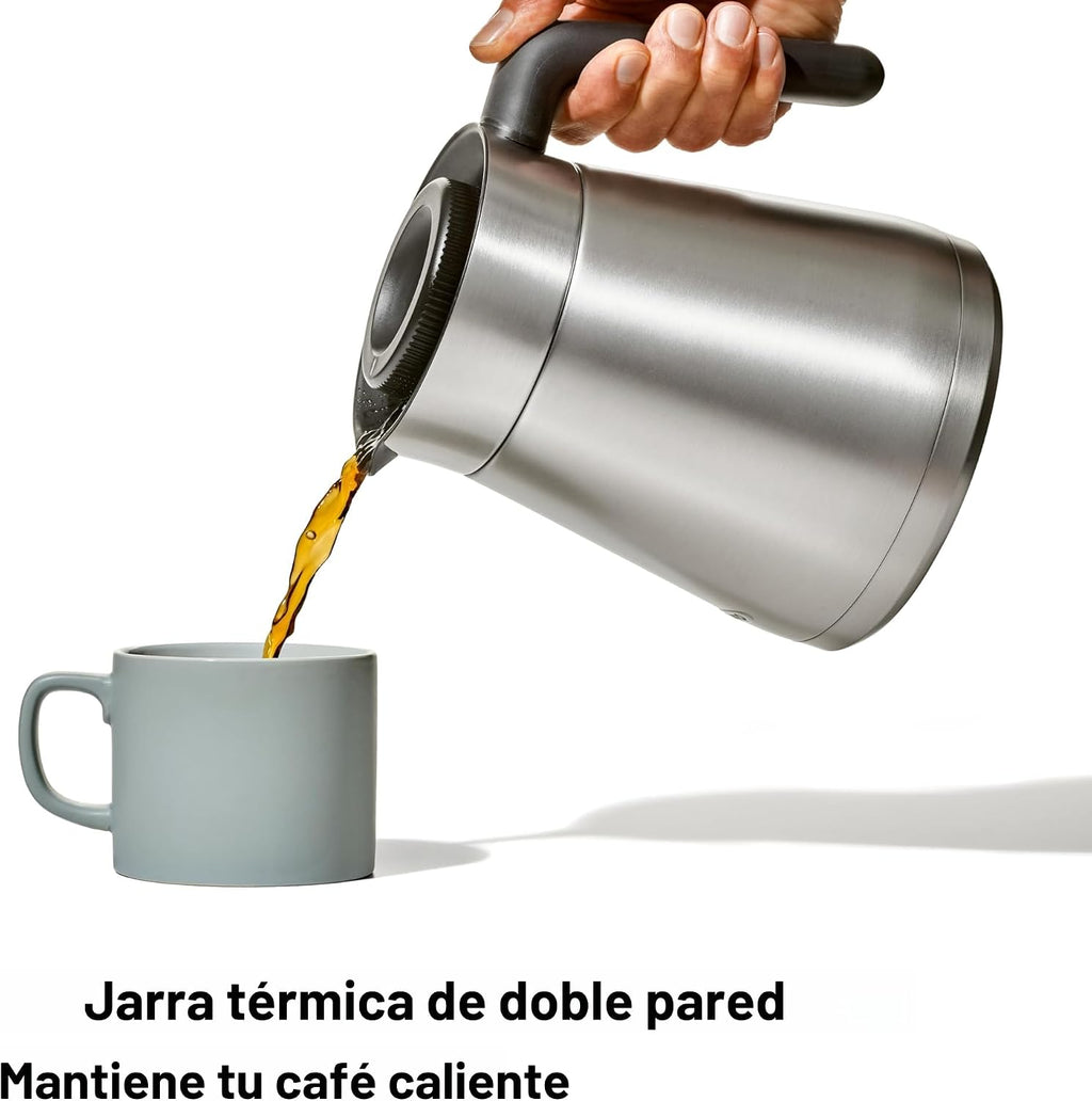 Cafetera de café OXO Brew de 12 tazas con función de porción única sin cápsula, plateada