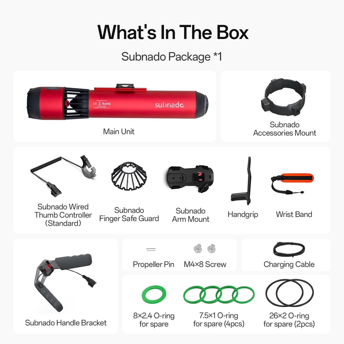 Waydoo Subnado - Patinete subacuático, scooter de mar con control de pulgar para tabla de remo SUP, adecuado para piscina, buceo y esnórquel, scooter acuático compacto y portátil para adultos y niños
