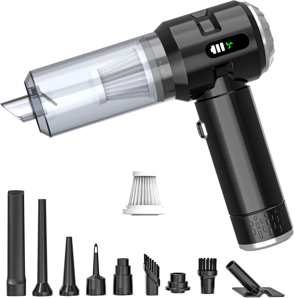 Aspiradora de mano para automóvil, 25000 PA, fuerte succión ciclónica, portátil, mini aspiradora inalámbrica con pantalla digital, ligera de mano para pelo de mascotas, automóvil, hogar