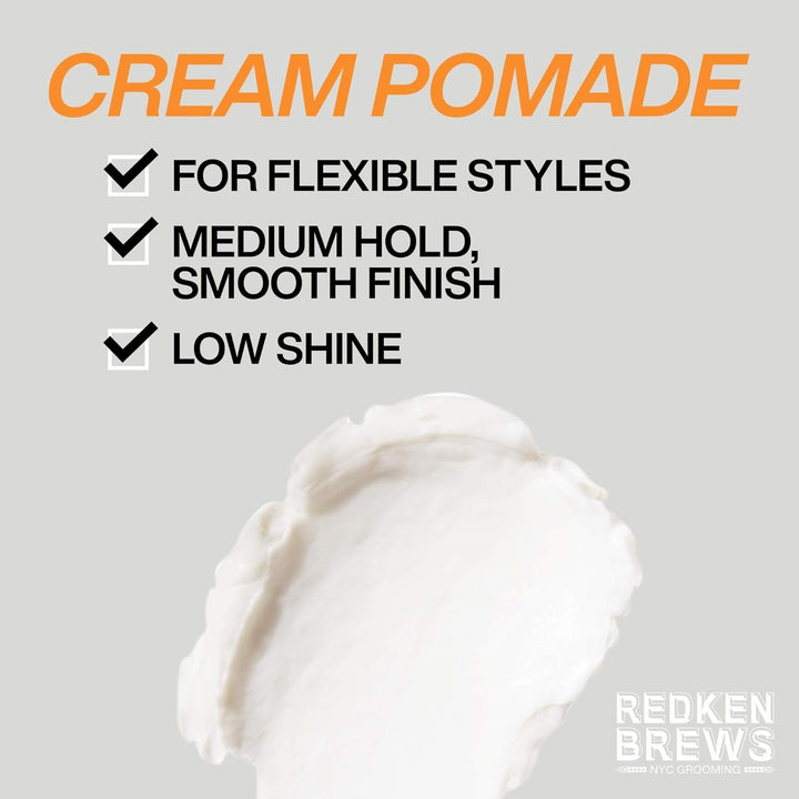 Redken Brews Pomada en crema para hombres, proporciona una sujeción...
