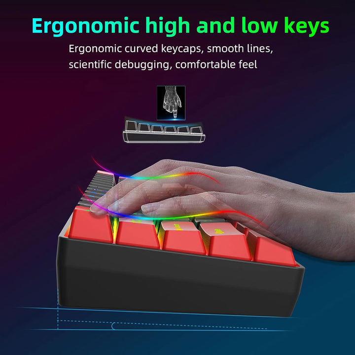 Snpurdiri - Teclado para videojuegos 60% con cable, ultra compacto,...