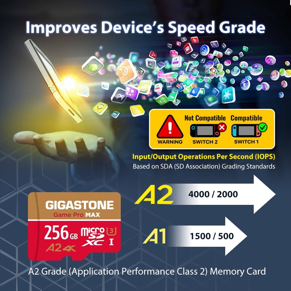 【Solo para Switch 1】GIGASTONE - Tarjeta micro SD de 256 GB, 4K Game...