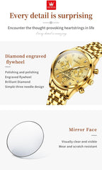 OLEVS Relojes para mujeres de negocios, con diamante, pulsera de acero inoxidable, fecha, impermeable, tono bicolor para mujer