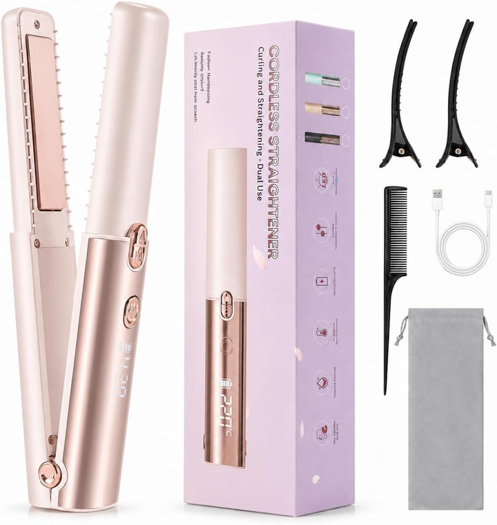 SOPPY Plancha de pelo inalámbrica con base de carga, alisador de pe...