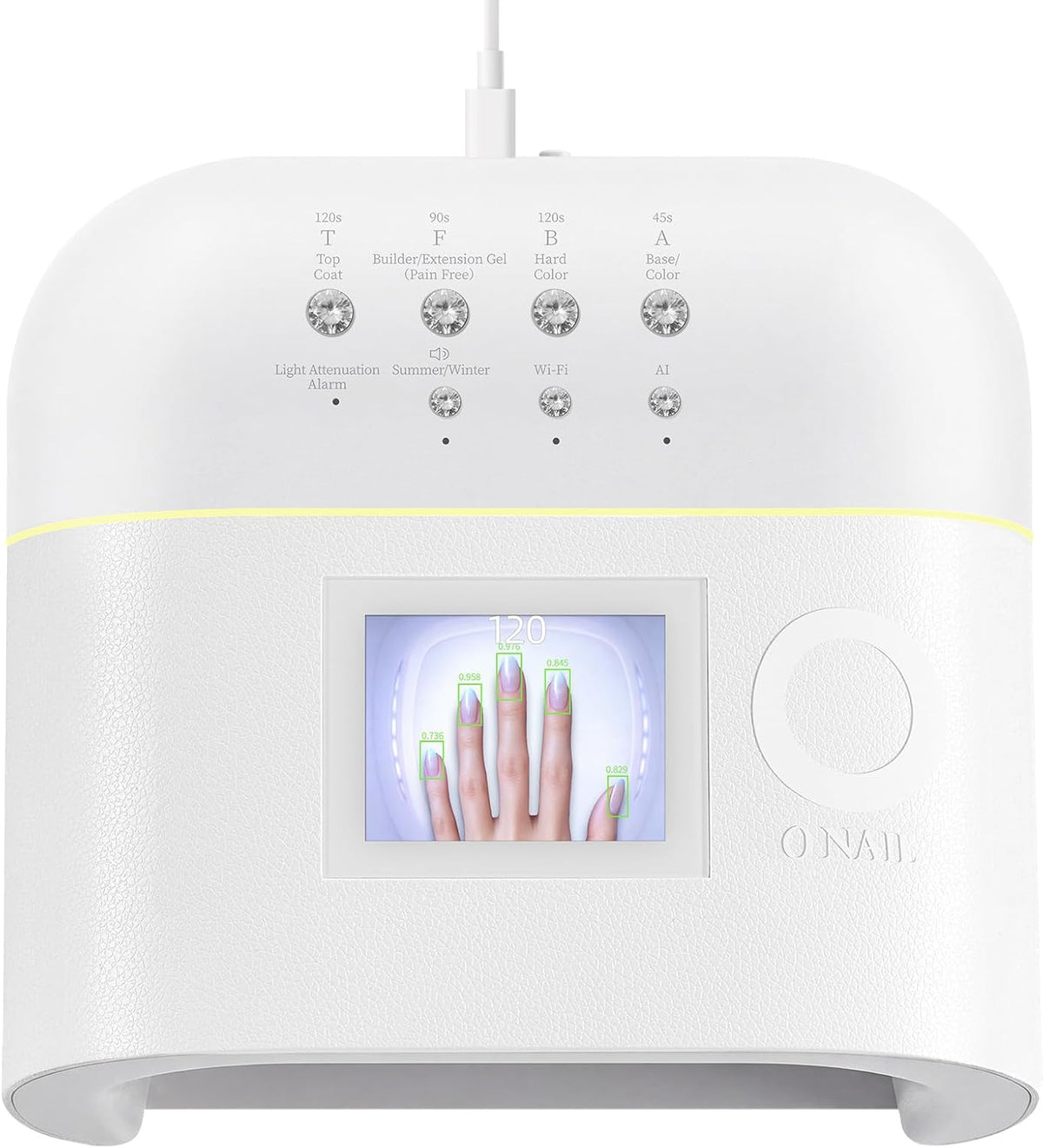 Lámpara Lámpara de uñas LED UV AI para uñas de gel, secadora inteligente de uñas O NAIL para esmalte de gel con detección de IA, portátil, compacta, luz de curado agradable a la piel para arte de uñas