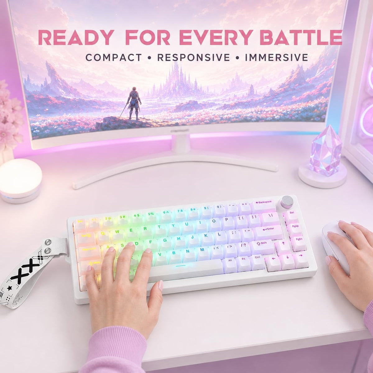 Gaozen Teclado mecánico para juegos FURYCUBE 68% con retroiluminaci...
