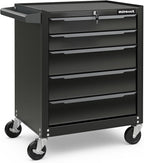 Goplus Cofre de herramientas con ruedas de 5 cajones, gabinete de almacenamiento de herramientas de acero con asa, agujeros para colgar, sistema de bloqueo con llave central