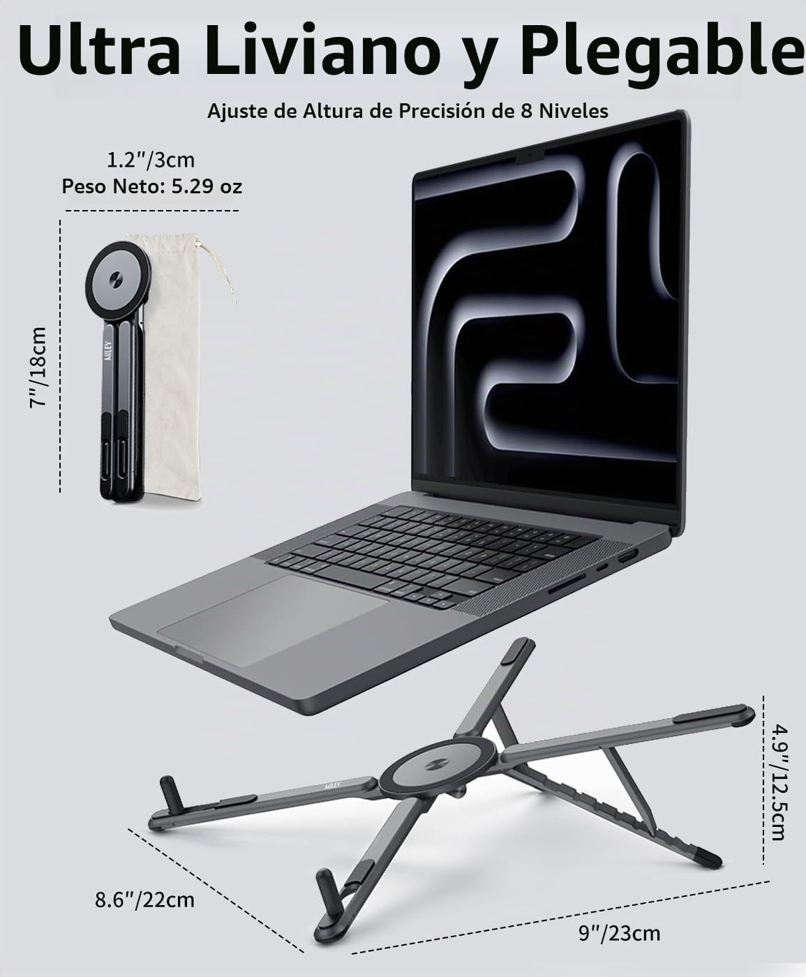 miley Soporte para computadora portátil para escritorio, 8 niveles...